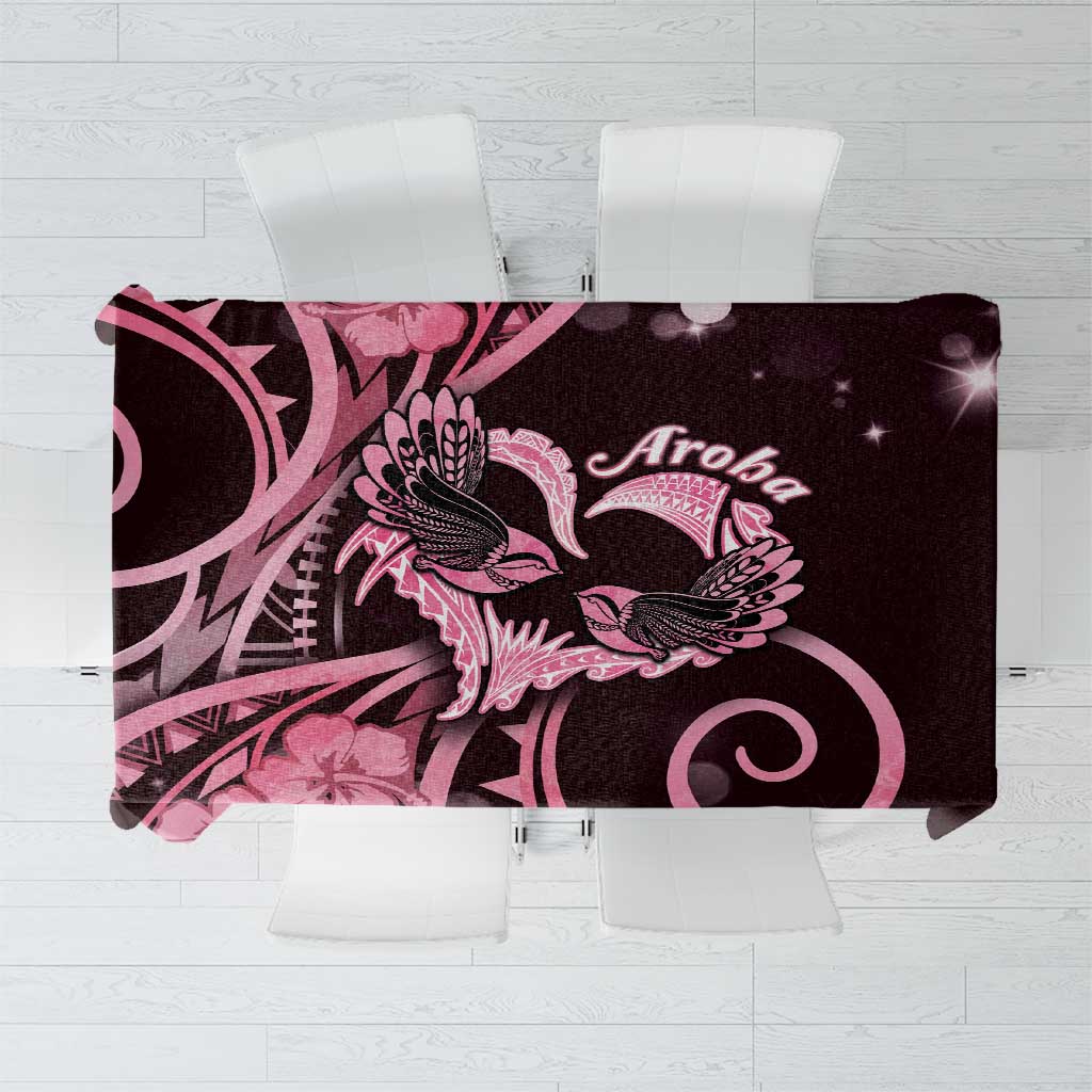 New Zealand Valentine Tablecloth Aroha Sweet Pink Piwakawaka LT05 Pink - Polynesian Pride