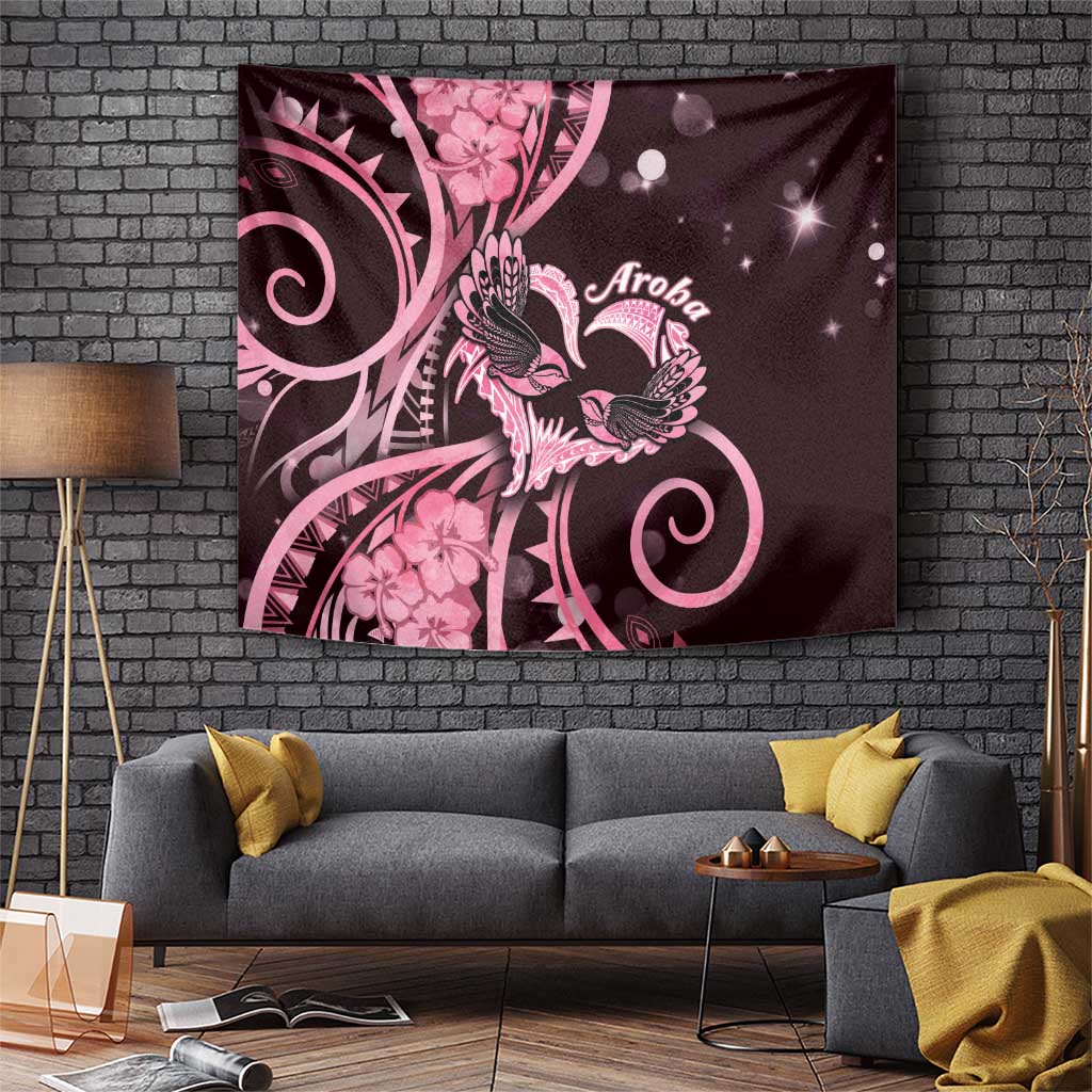 New Zealand Valentine Tapestry Aroha Sweet Pink Piwakawaka