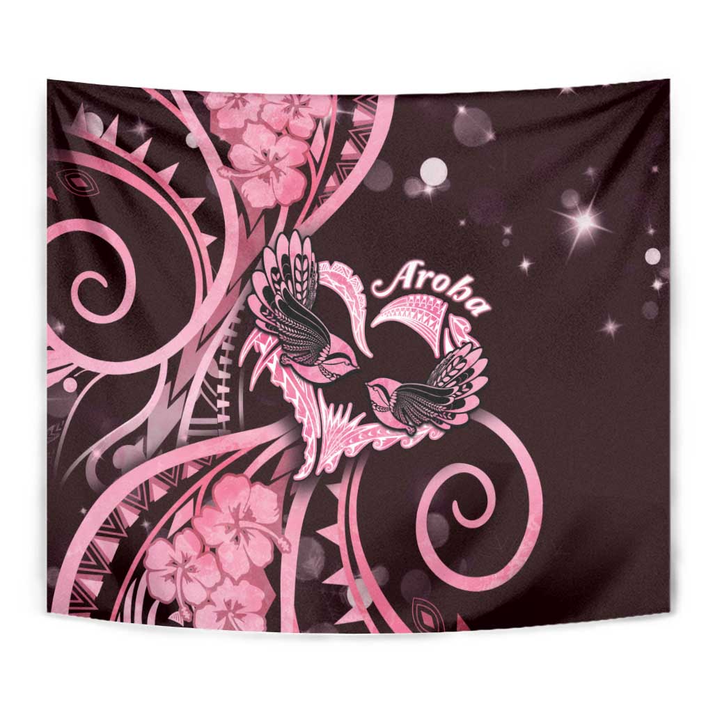 New Zealand Valentine Tapestry Aroha Sweet Pink Piwakawaka