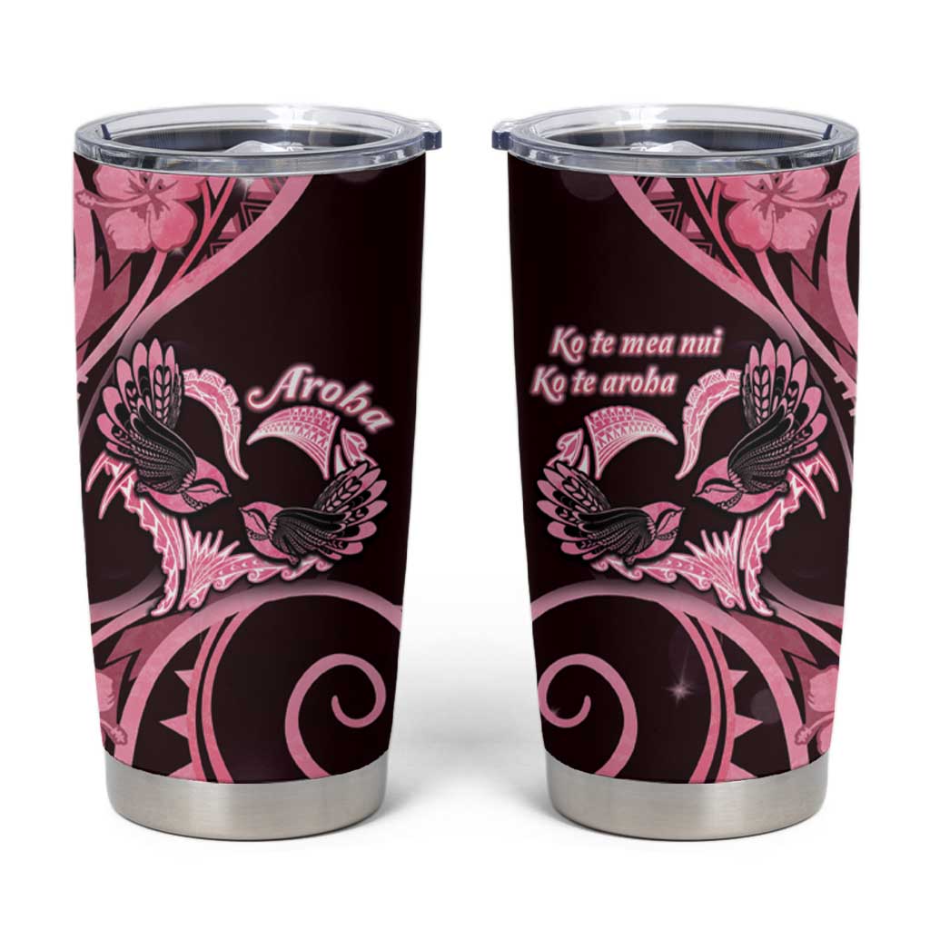 New Zealand Valentine Tumbler Cup Aroha Sweet Pink Piwakawaka