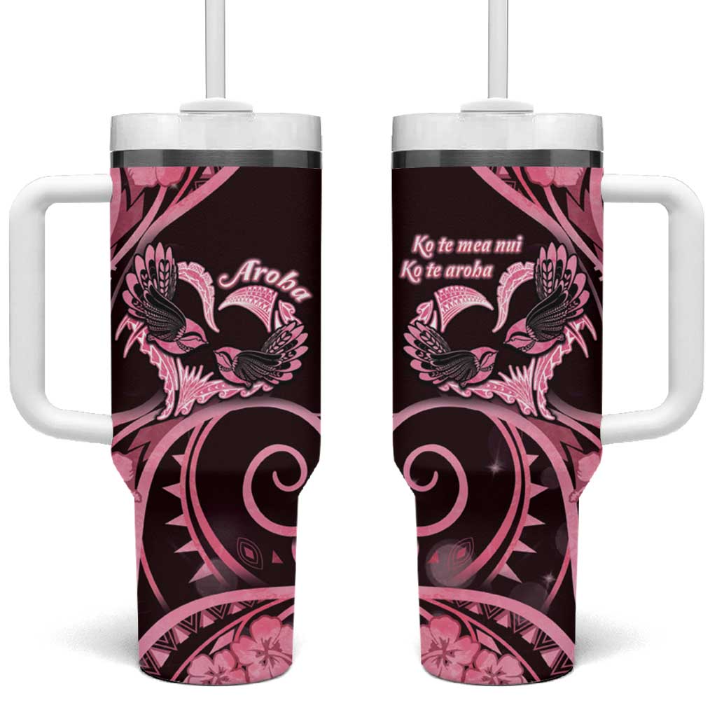 New Zealand Valentine Tumbler With Handle Aroha Sweet Pink Piwakawaka