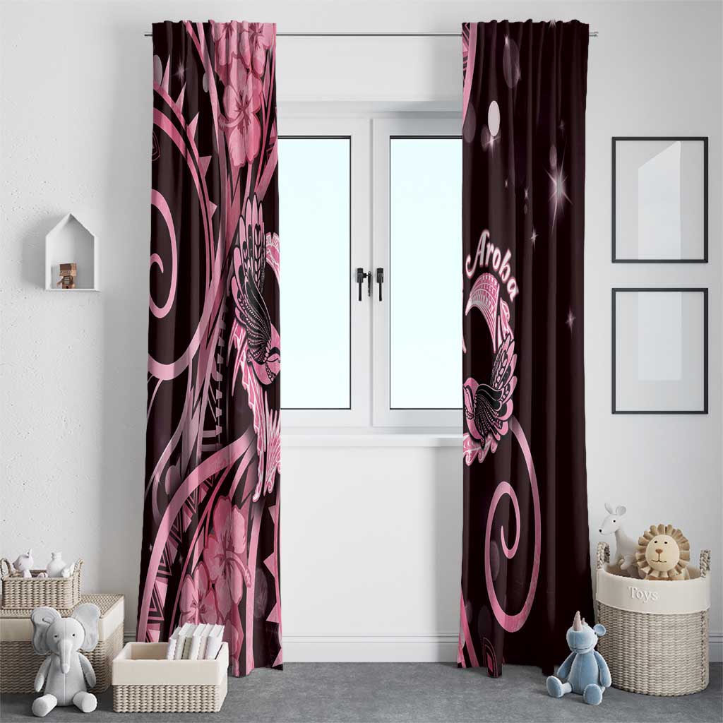New Zealand Valentine Window Curtain Aroha Sweet Pink Piwakawaka LT05 - Polynesian Pride