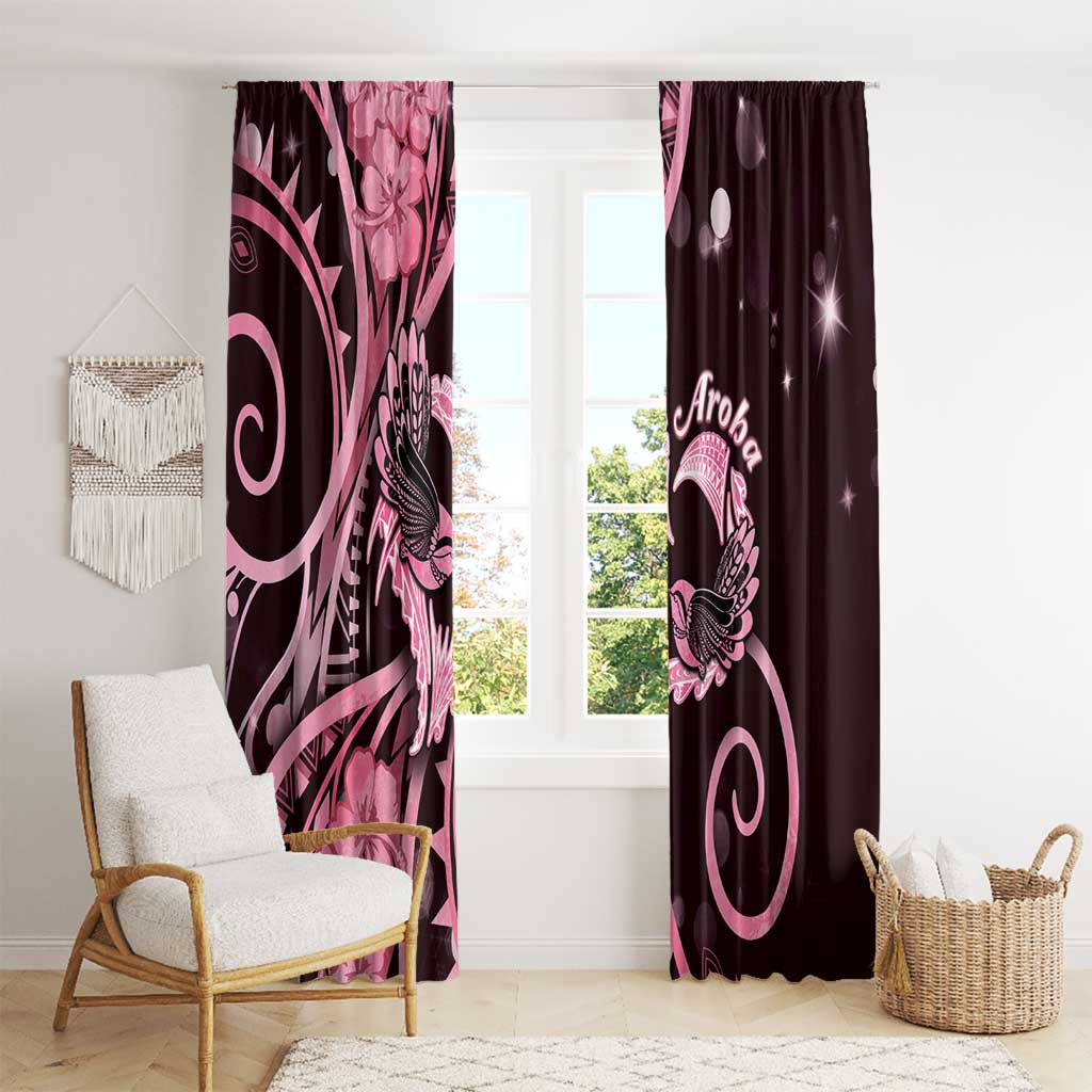 New Zealand Valentine Window Curtain Aroha Sweet Pink Piwakawaka LT05 - Polynesian Pride