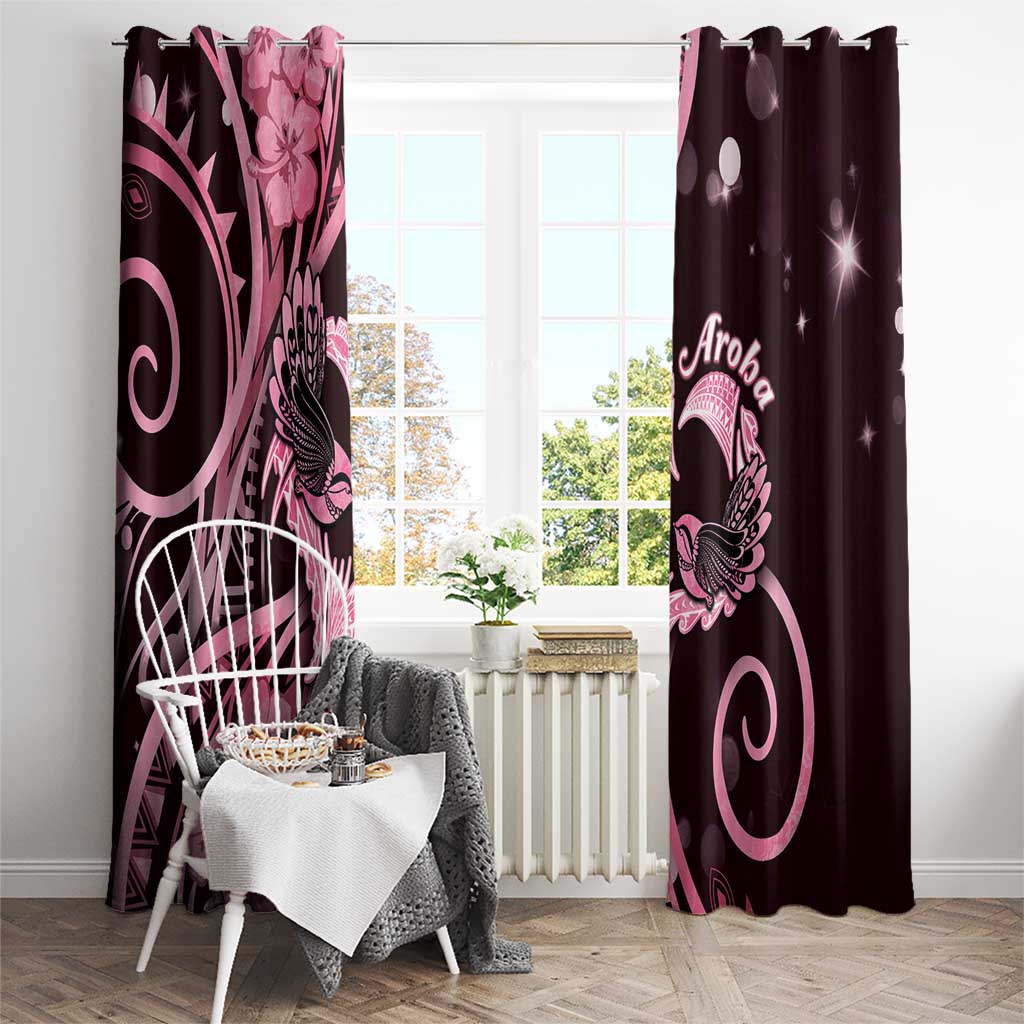 New Zealand Valentine Window Curtain Aroha Sweet Pink Piwakawaka LT05 - Polynesian Pride