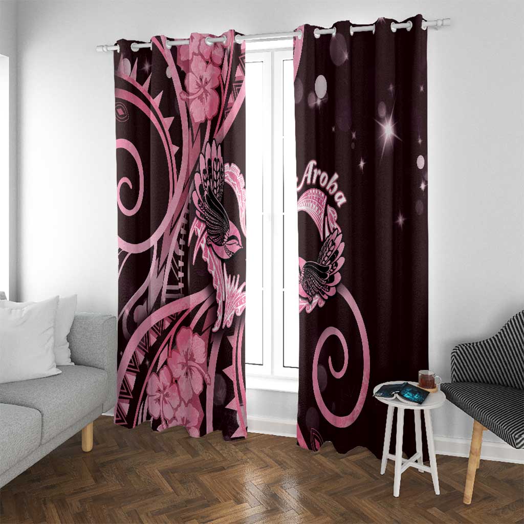 New Zealand Valentine Window Curtain Aroha Sweet Pink Piwakawaka LT05 With Grommets Pink - Polynesian Pride