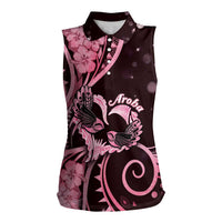 New Zealand Valentine Women Sleeveless Polo Shirt Aroha Sweet Pink Piwakawaka