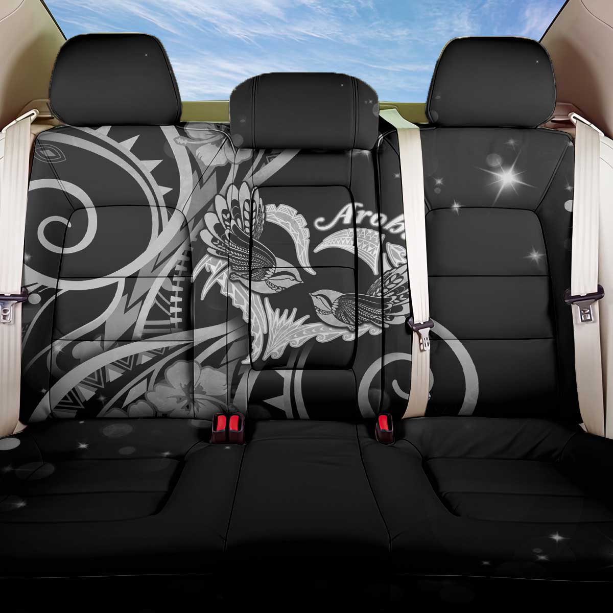 New Zealand Valentine Back Car Seat Cover Aroha Gray Piwakawaka