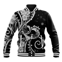 New Zealand Valentine Baseball Jacket Aroha Gray Piwakawaka LT05 Unisex Gray - Polynesian Pride