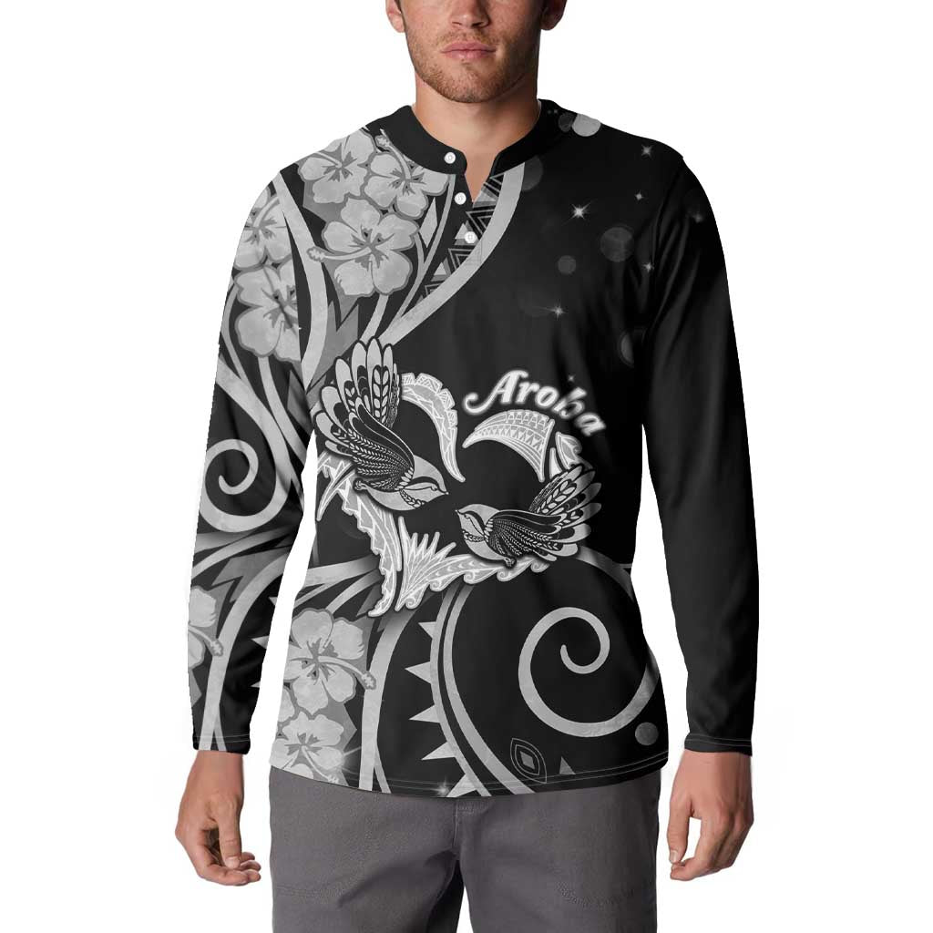 New Zealand Valentine Button Sweatshirt Aroha Gray Piwakawaka LT05 - Polynesian Pride