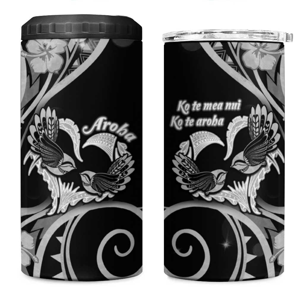 New Zealand Valentine 4 in 1 Can Cooler Tumbler Aroha Gray Piwakawaka