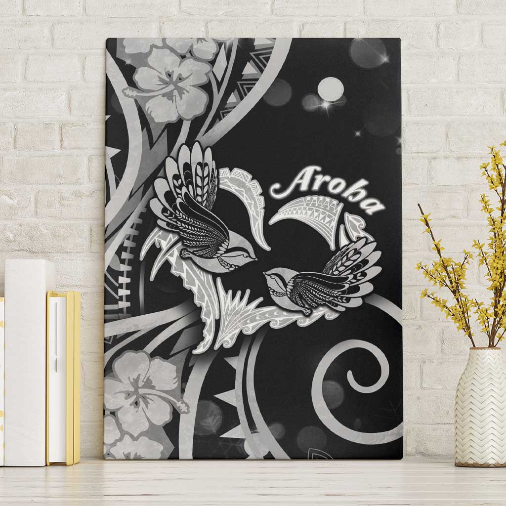 New Zealand Valentine Canvas Wall Art Aroha Gray Piwakawaka LT05 Without Frame Gray - Polynesian Pride
