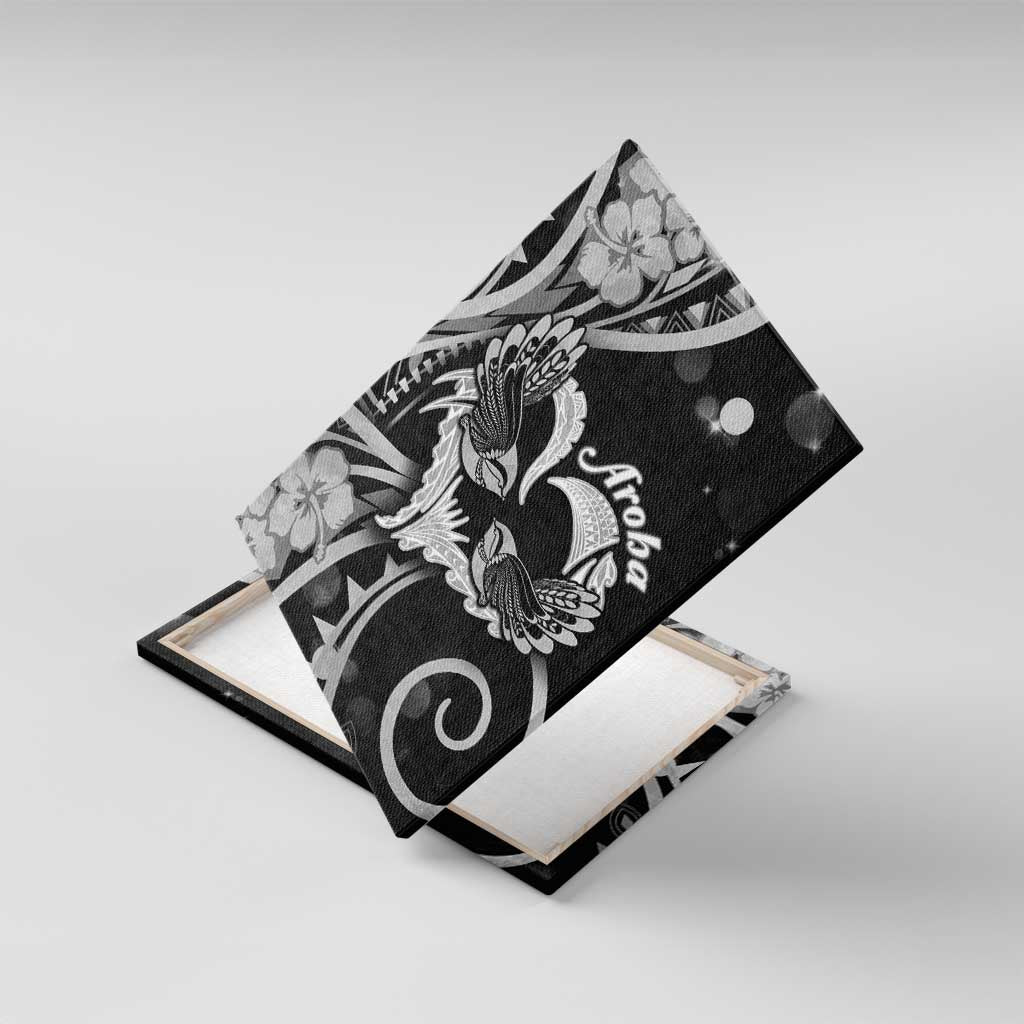 New Zealand Valentine Canvas Wall Art Aroha Gray Piwakawaka LT05 With Frame Gray - Polynesian Pride