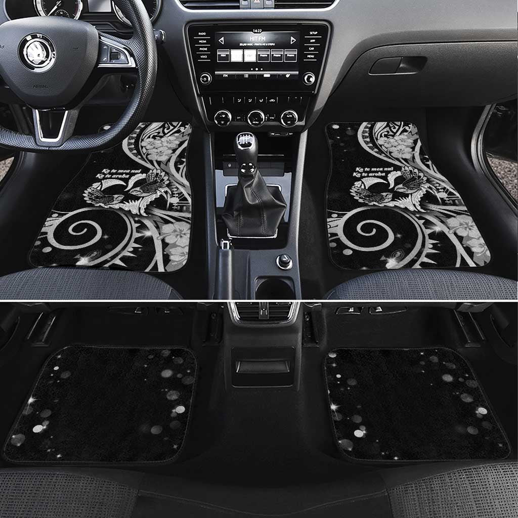 New Zealand Valentine Car Mats Aroha Gray Piwakawaka LT05 Set 4pcs Gray - Polynesian Pride