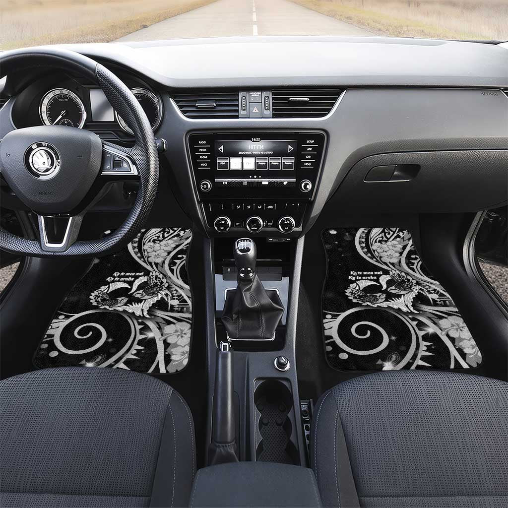 New Zealand Valentine Car Mats Aroha Gray Piwakawaka LT05 Set 2pcs - Front Gray - Polynesian Pride