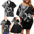 New Zealand Valentine Family Matching Off Shoulder Short Dress and Hawaiian Shirt Aroha Gray Piwakawaka