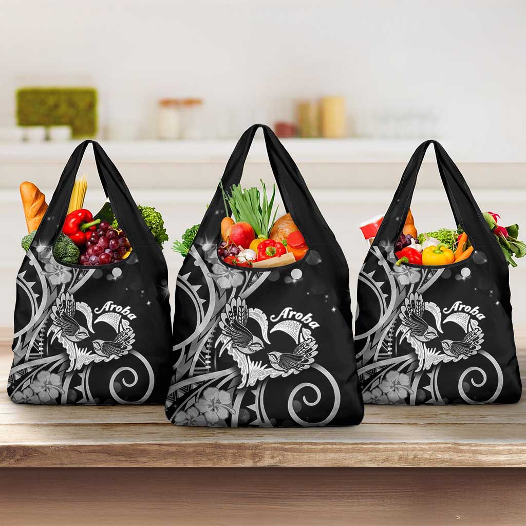 New Zealand Valentine Grocery Bag Aroha Gray Piwakawaka LT05 3-pack One Size Gray - Polynesian Pride