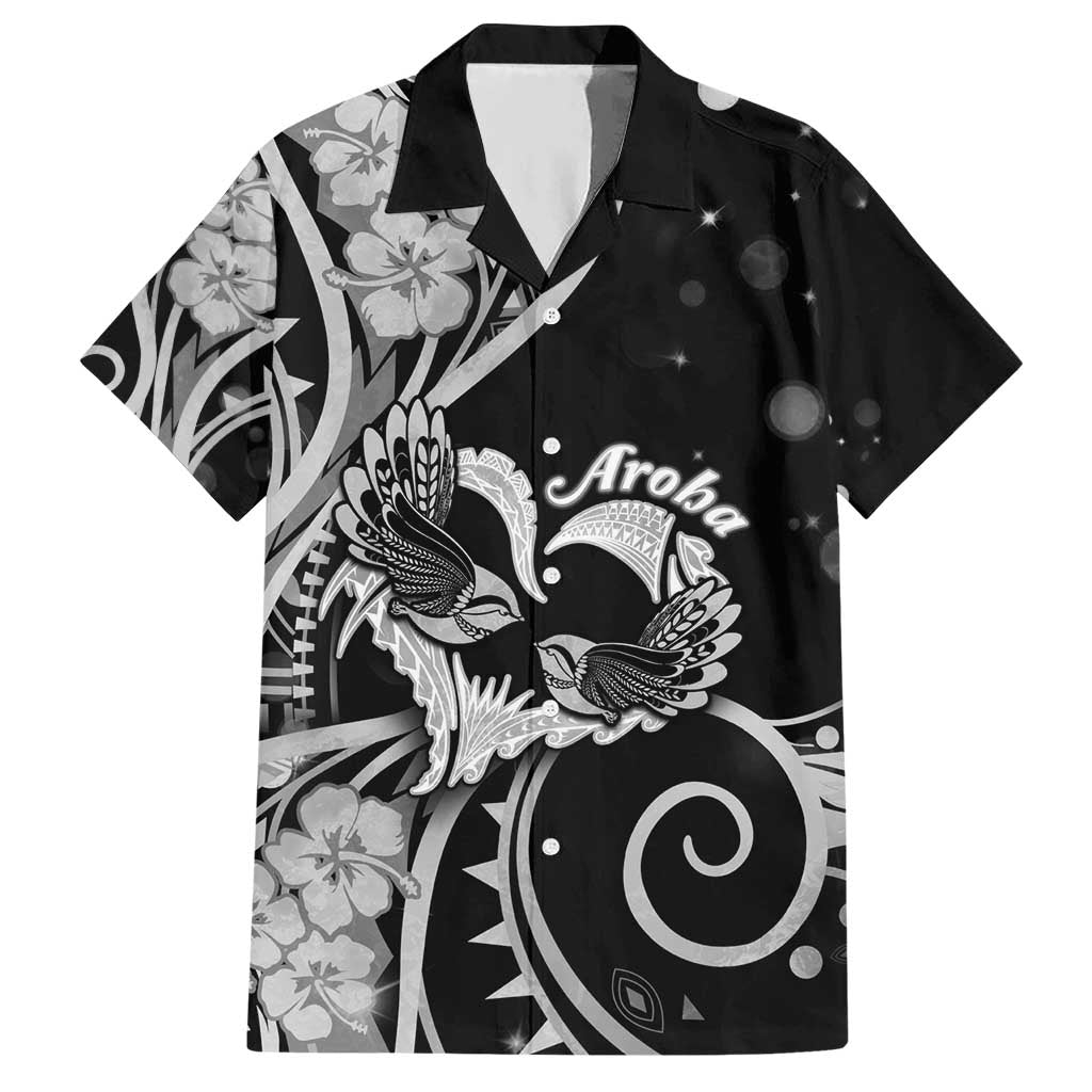 New Zealand Valentine Hawaiian Shirt Aroha Gray Piwakawaka LT05 Gray - Polynesian Pride