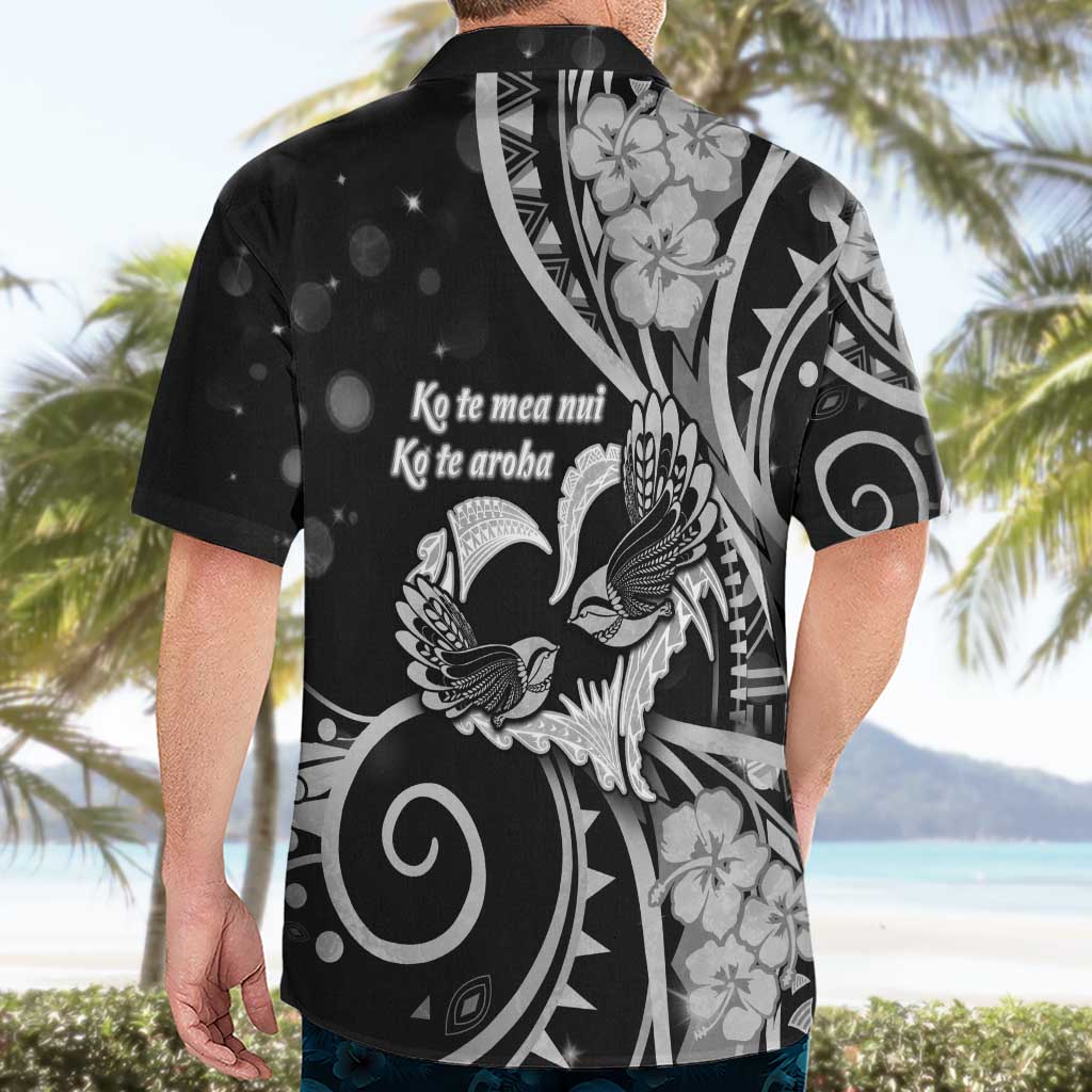 New Zealand Valentine Hawaiian Shirt Aroha Gray Piwakawaka LT05 - Polynesian Pride