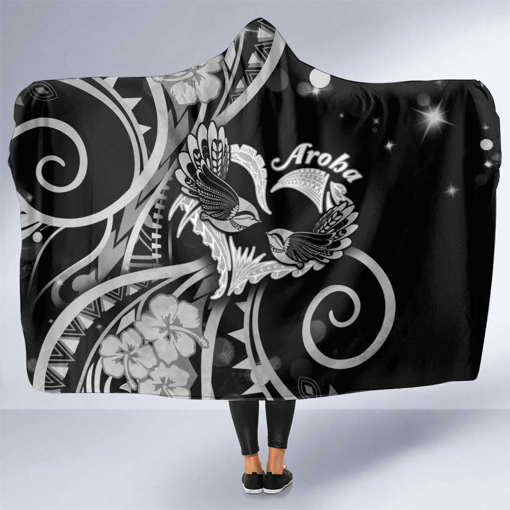 New Zealand Valentine Hooded Blanket Aroha Gray Piwakawaka LT05 One Size Gray - Polynesian Pride
