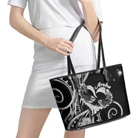New Zealand Valentine Leather Tote Bag Aroha Gray Piwakawaka LT05 - Polynesian Pride