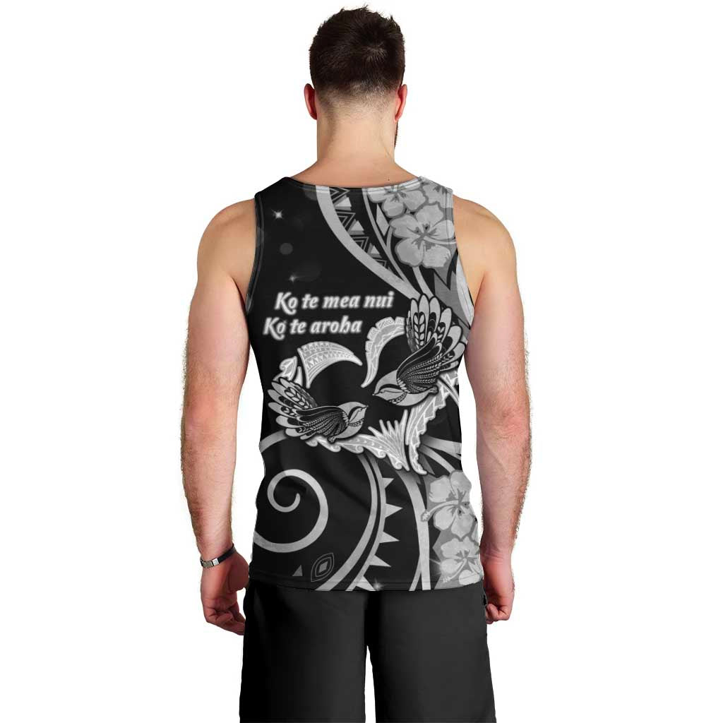 New Zealand Valentine Men Tank Top Aroha Gray Piwakawaka LT05 - Polynesian Pride
