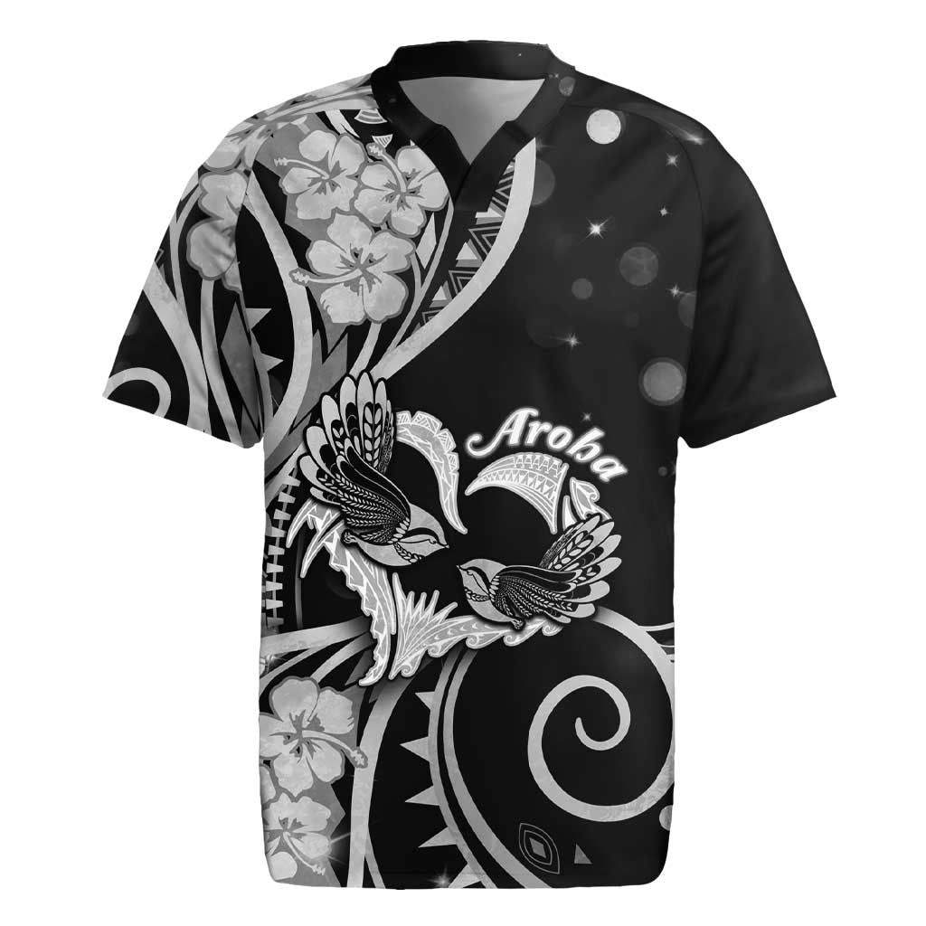 New Zealand Valentine Rugby Jersey Aroha Gray Piwakawaka