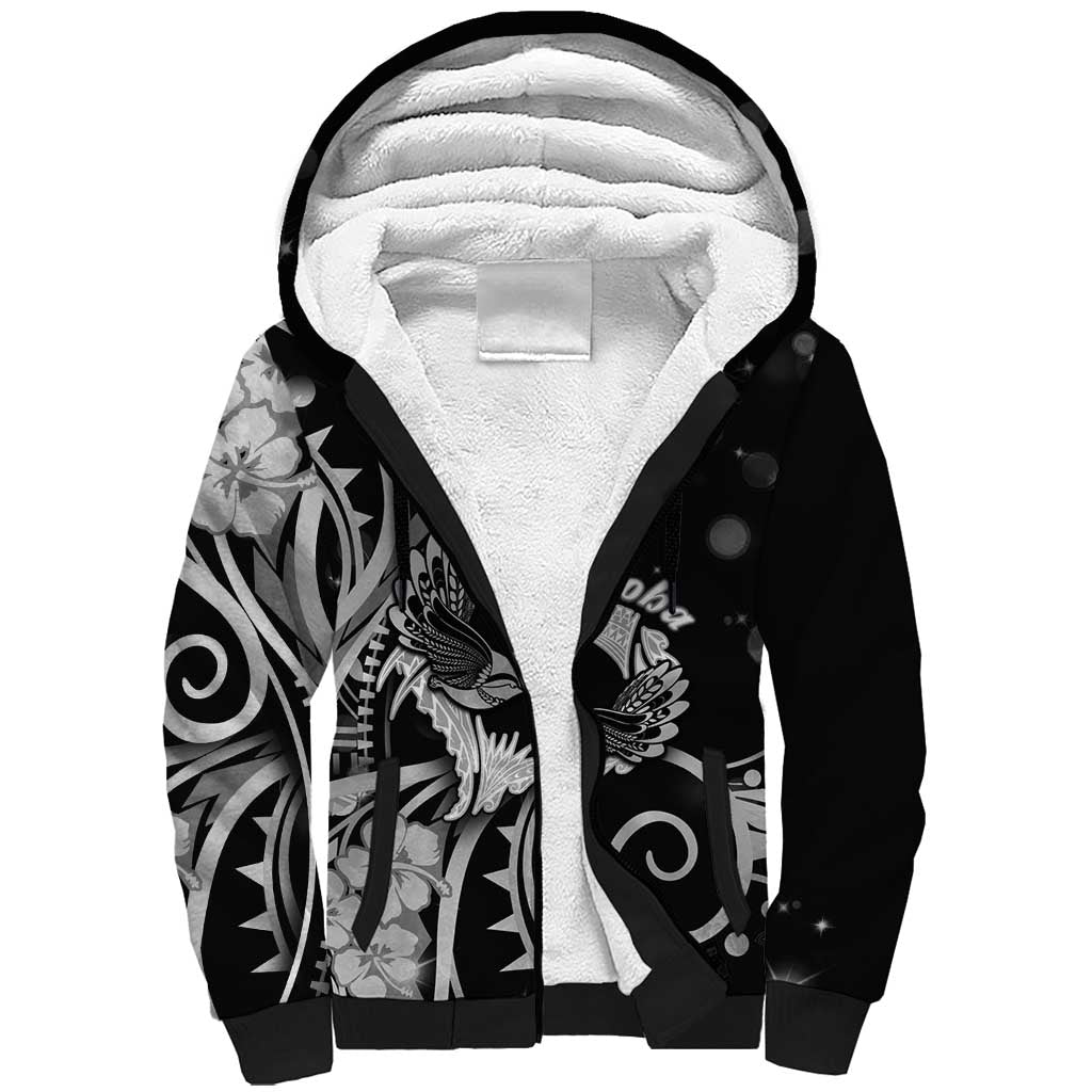 New Zealand Valentine Sherpa Hoodie Aroha Gray Piwakawaka LT05 Unisex Gray - Polynesian Pride