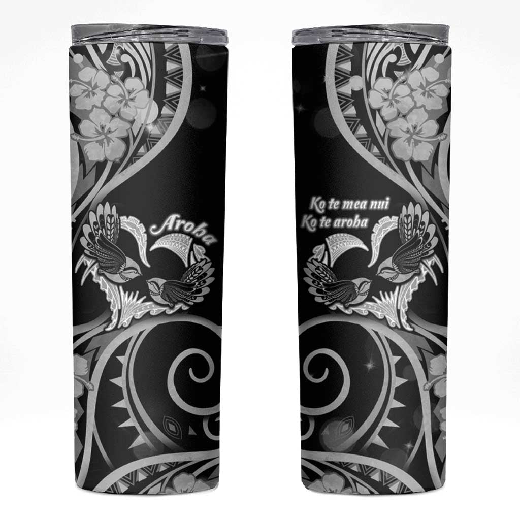 New Zealand Valentine Skinny Tumbler Aroha Gray Piwakawaka