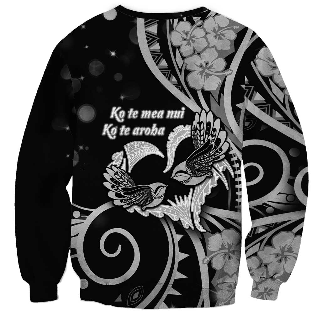 New Zealand Valentine Sweatshirt Aroha Gray Piwakawaka LT05 - Polynesian Pride
