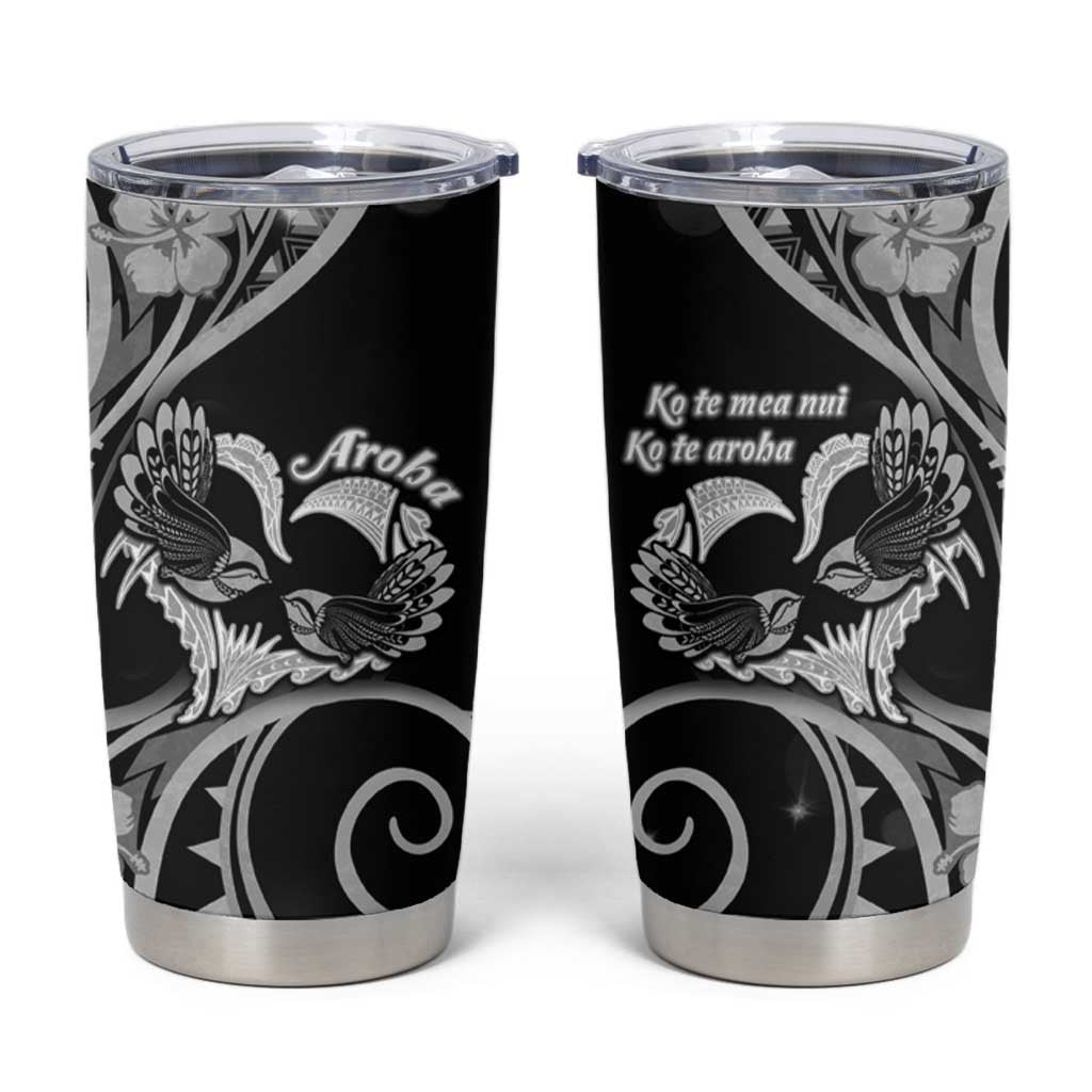 New Zealand Valentine Tumbler Cup Aroha Gray Piwakawaka LT05 Gray - Polynesian Pride