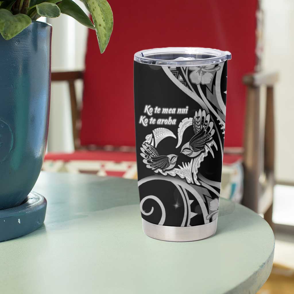 New Zealand Valentine Tumbler Cup Aroha Gray Piwakawaka LT05 - Polynesian Pride