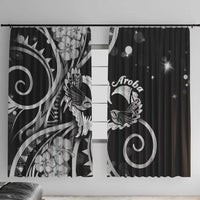 New Zealand Valentine Window Curtain Aroha Gray Piwakawaka LT05 With Hooks Gray - Polynesian Pride