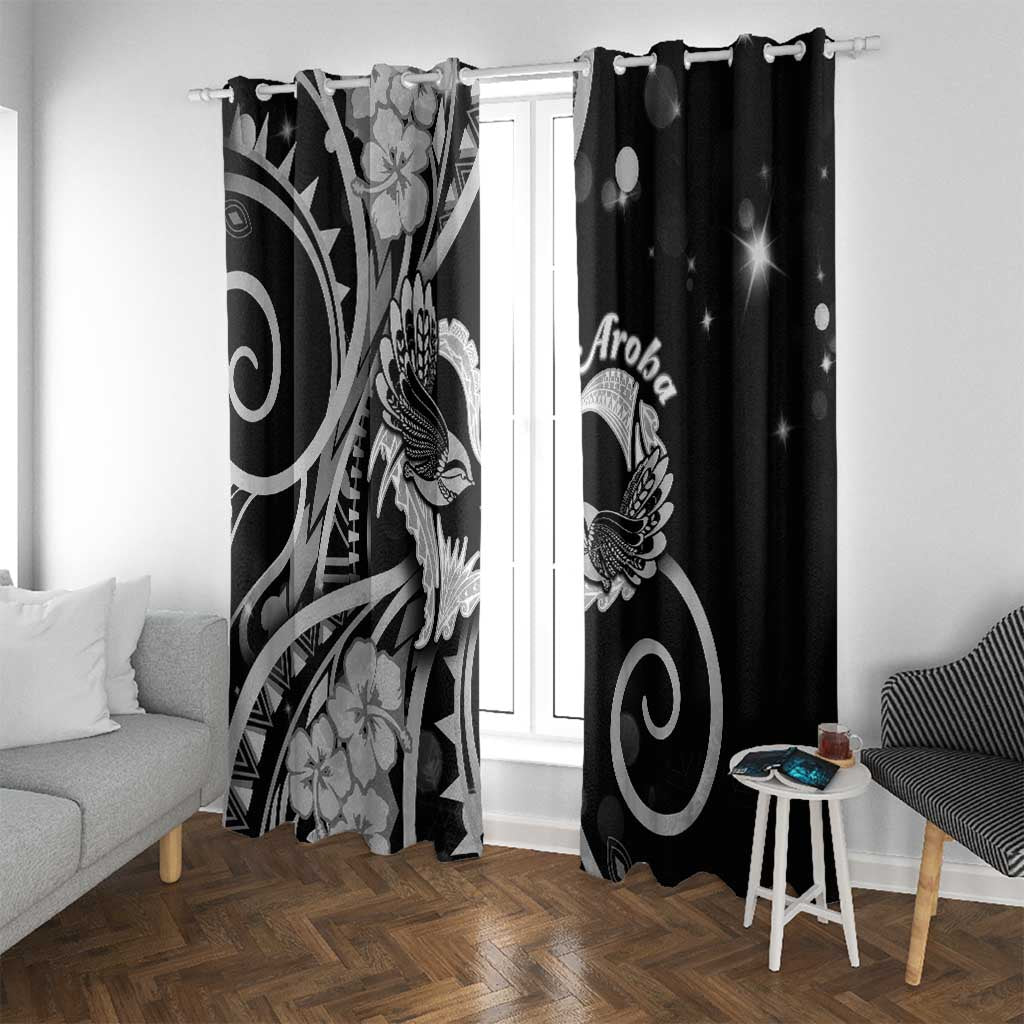 New Zealand Valentine Window Curtain Aroha Gray Piwakawaka LT05 With Grommets Gray - Polynesian Pride