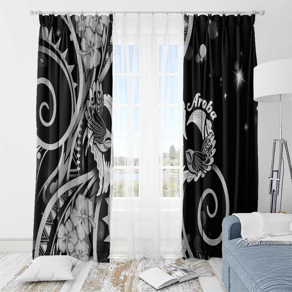 New Zealand Valentine Window Curtain Aroha Gray Piwakawaka LT05 - Polynesian Pride