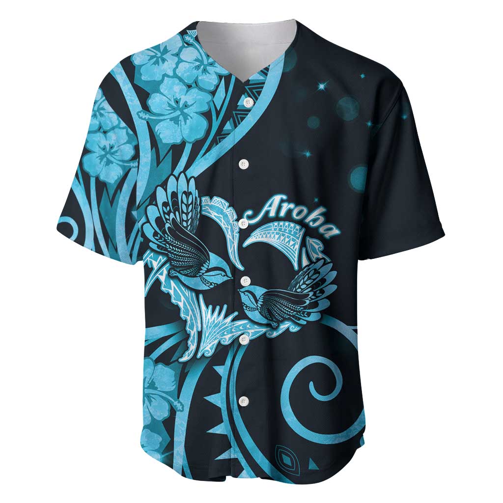 New Zealand Valentine Baseball Jersey Aroha Cyan Piwakawaka