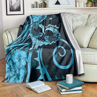 New Zealand Valentine Blanket Aroha Cyan Piwakawaka LT05 Cyan - Polynesian Pride