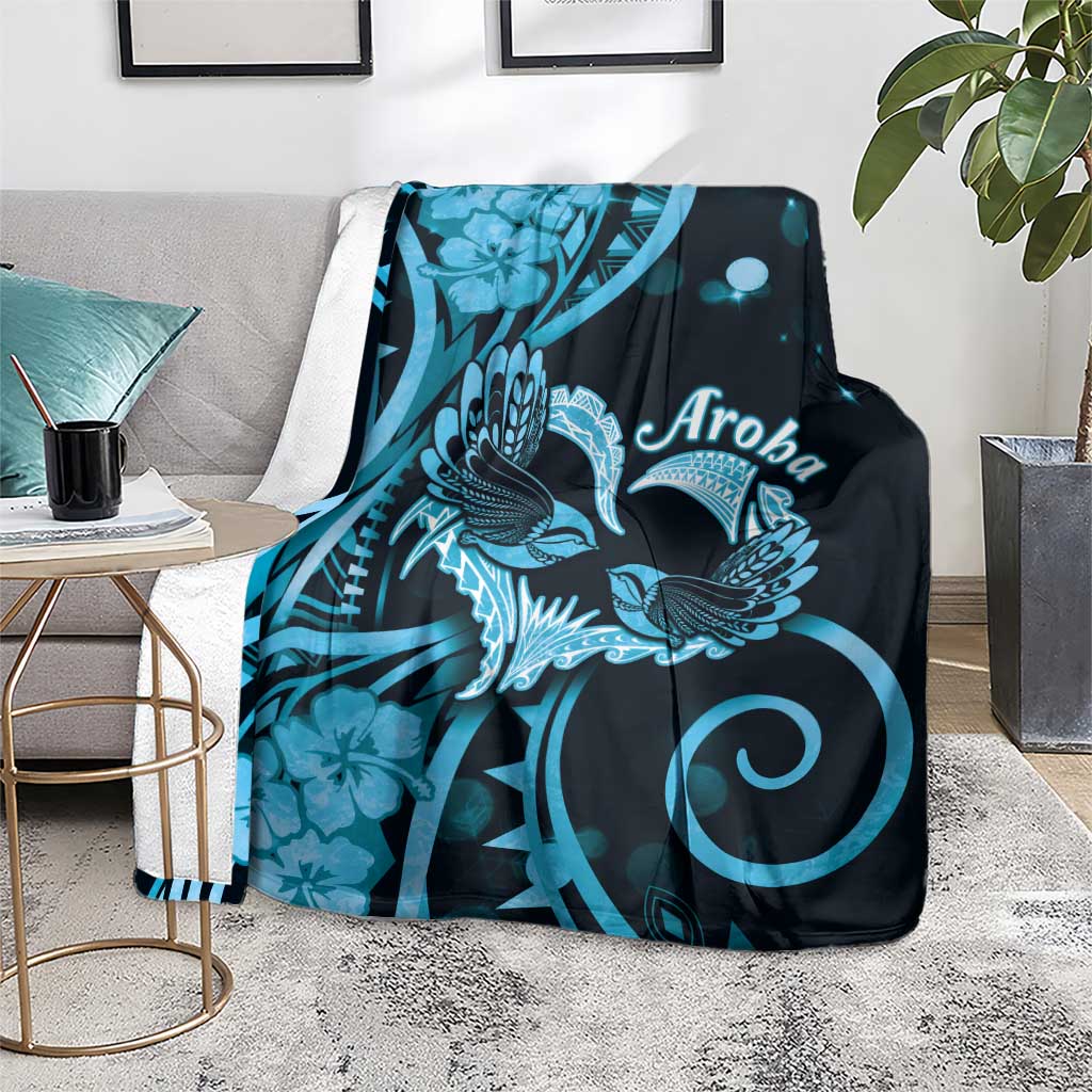 New Zealand Valentine Blanket Aroha Cyan Piwakawaka LT05 - Polynesian Pride