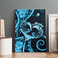 New Zealand Valentine Canvas Wall Art Aroha Cyan Piwakawaka LT05 - Polynesian Pride