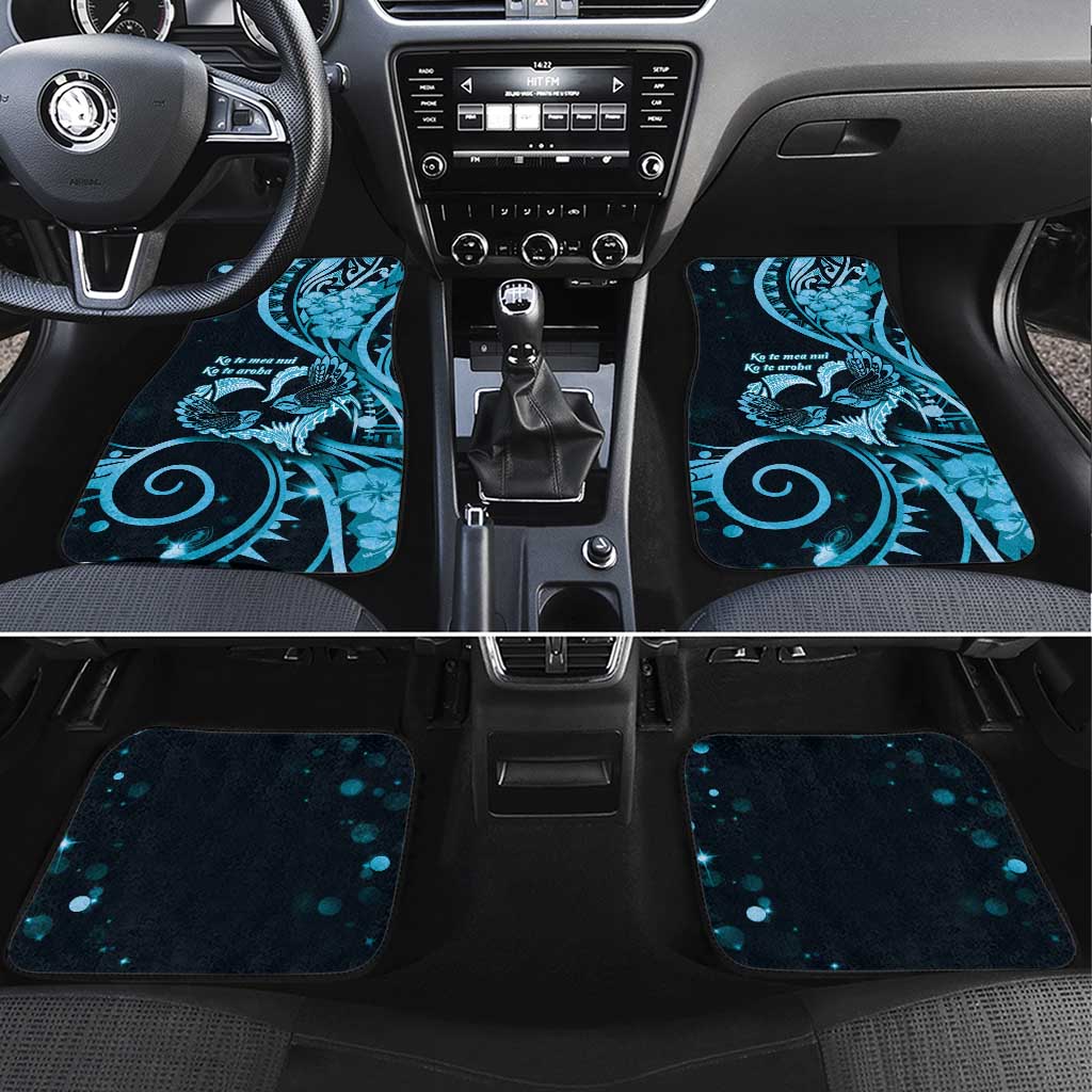 New Zealand Valentine Car Mats Aroha Cyan Piwakawaka LT05 Set 4pcs Cyan - Polynesian Pride