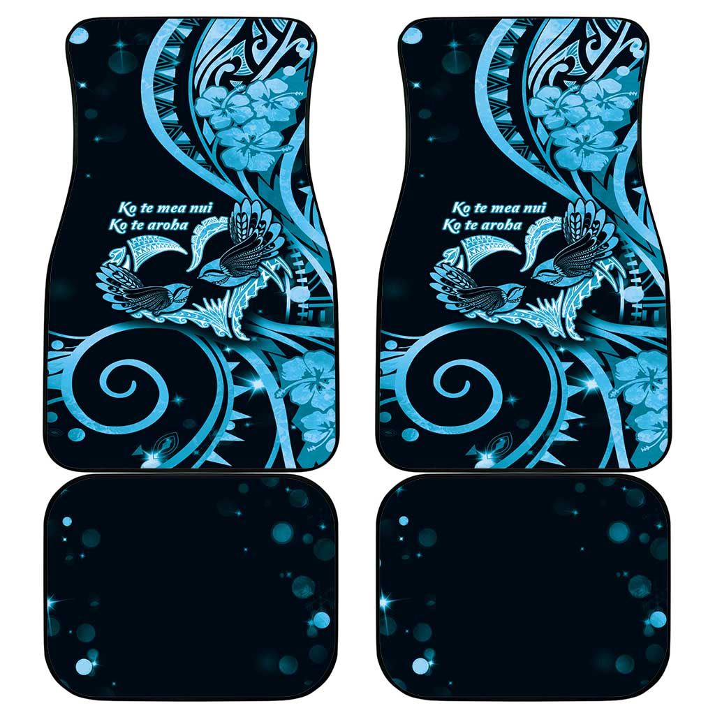 New Zealand Valentine Car Mats Aroha Cyan Piwakawaka LT05 - Polynesian Pride