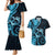 New Zealand Valentine Couples Matching Mermaid Dress and Hawaiian Shirt Aroha Cyan Piwakawaka