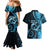 New Zealand Valentine Couples Matching Mermaid Dress and Hawaiian Shirt Aroha Cyan Piwakawaka