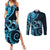 New Zealand Valentine Couples Matching Summer Maxi Dress and Long Sleeve Button Shirt Aroha Cyan Piwakawaka