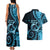 New Zealand Valentine Couples Matching Tank Maxi Dress and Hawaiian Shirt Aroha Cyan Piwakawaka