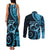 New Zealand Valentine Couples Matching Tank Maxi Dress and Long Sleeve Button Shirt Aroha Cyan Piwakawaka