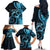 New Zealand Valentine Family Matching Off The Shoulder Long Sleeve Dress and Hawaiian Shirt Aroha Cyan Piwakawaka