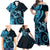 New Zealand Valentine Family Matching Off Shoulder Maxi Dress and Hawaiian Shirt Aroha Cyan Piwakawaka