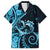 New Zealand Valentine Family Matching Off Shoulder Maxi Dress and Hawaiian Shirt Aroha Cyan Piwakawaka