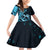 New Zealand Valentine Family Matching Off Shoulder Short Dress and Hawaiian Shirt Aroha Cyan Piwakawaka