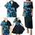 New Zealand Valentine Family Matching Puletasi and Hawaiian Shirt Aroha Cyan Piwakawaka